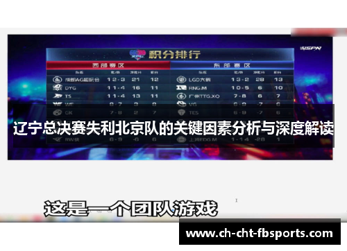 辽宁总决赛失利北京队的关键因素分析与深度解读